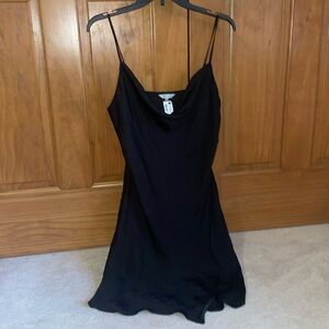 Naked Zebra medium black mini silk cowl neck dress